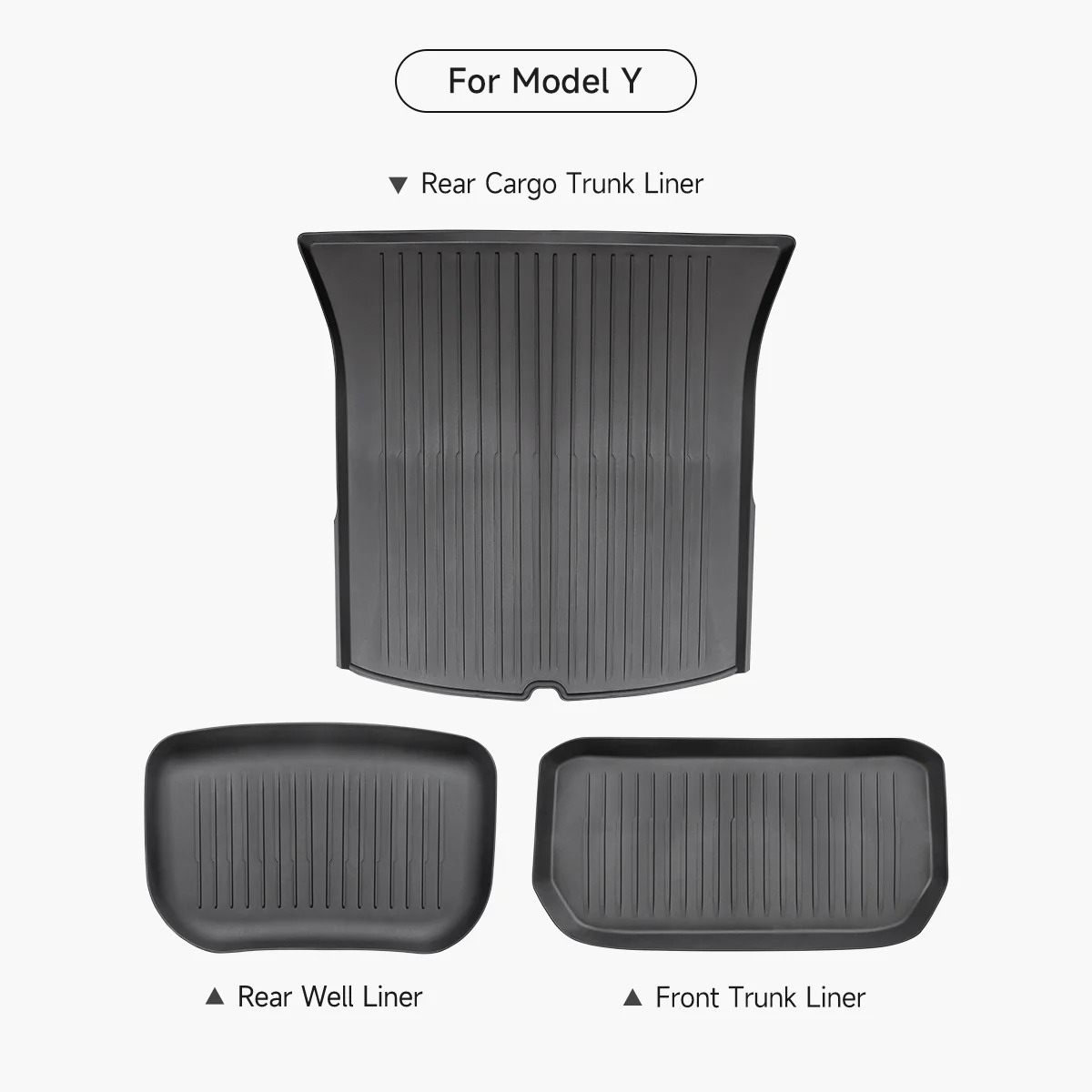 All-Weather Rear Cargo Liners Set with Seats Back Protector Mats for Model Y