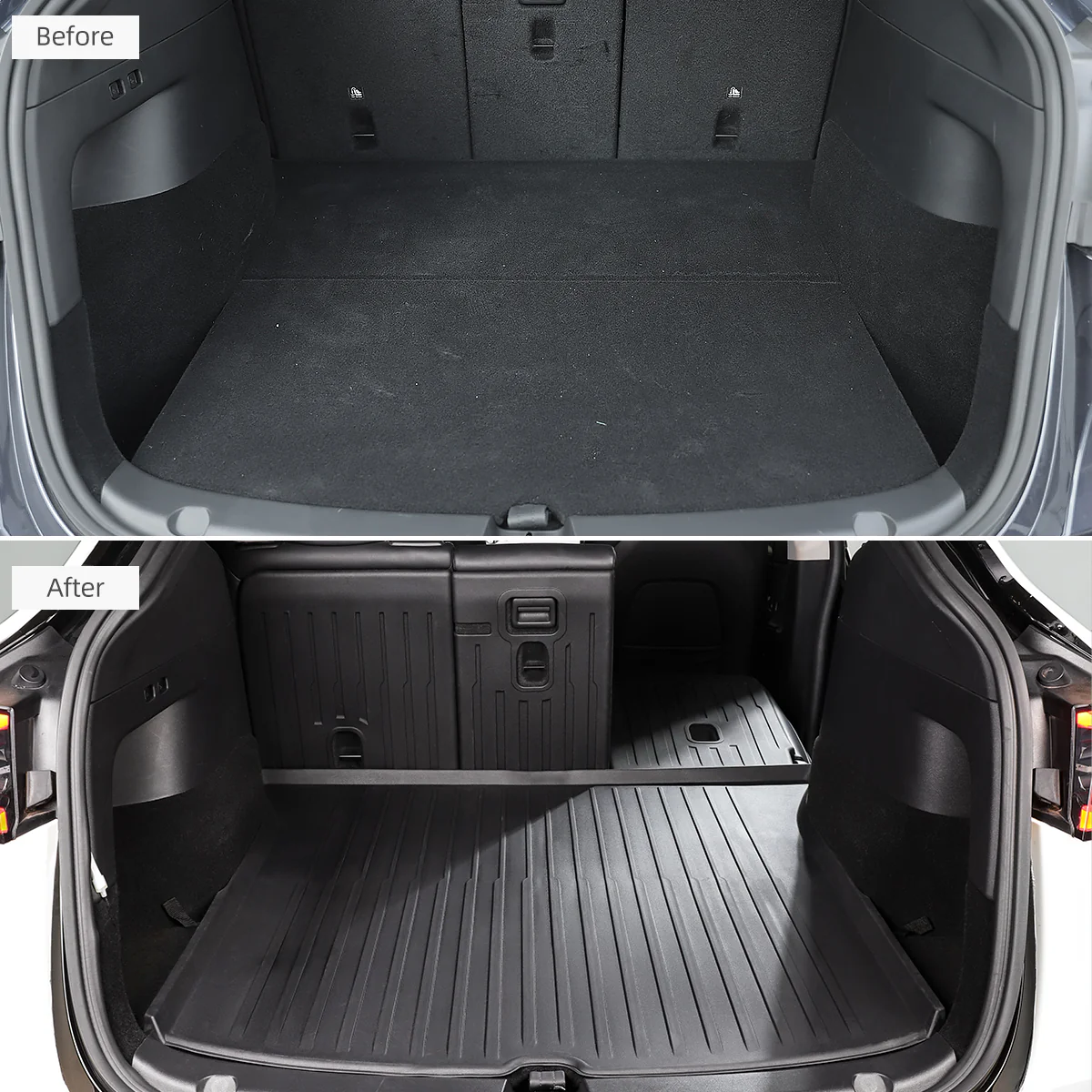 All-Weather Rear Cargo Liners Set with Seats Back Protector Mats for Model Y