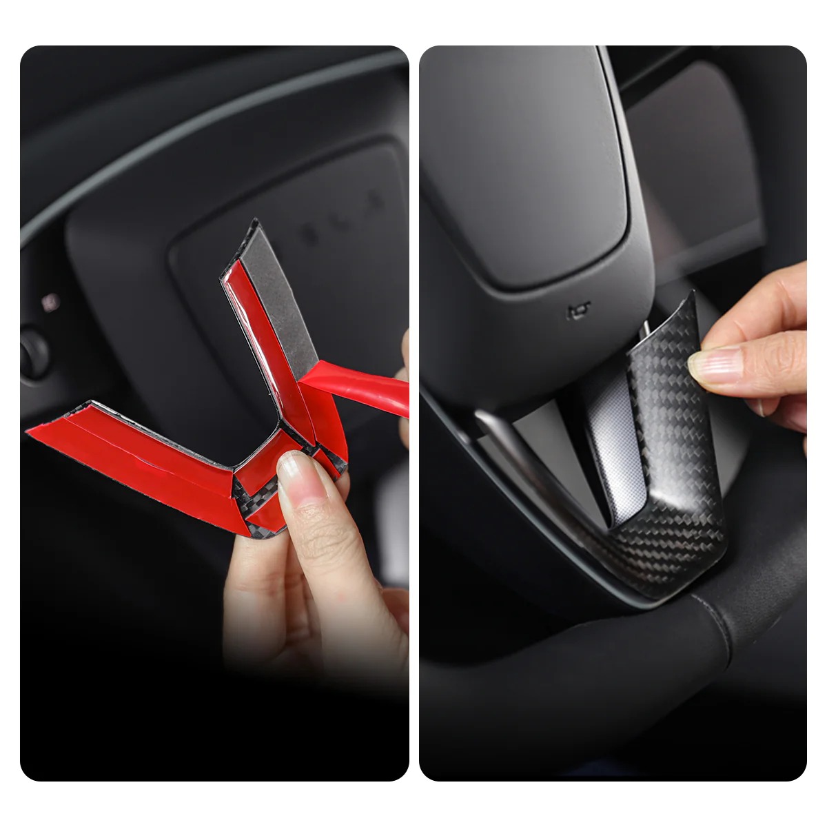 Real Carbon Fiber Steering Wheel Cover for Model 3/Y