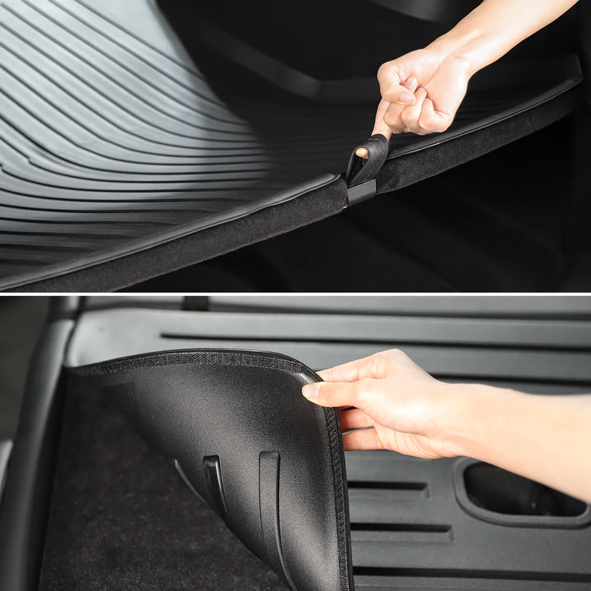 All-Weather Rear Cargo Liners Set with Seats Back Protector Mats for Model Y