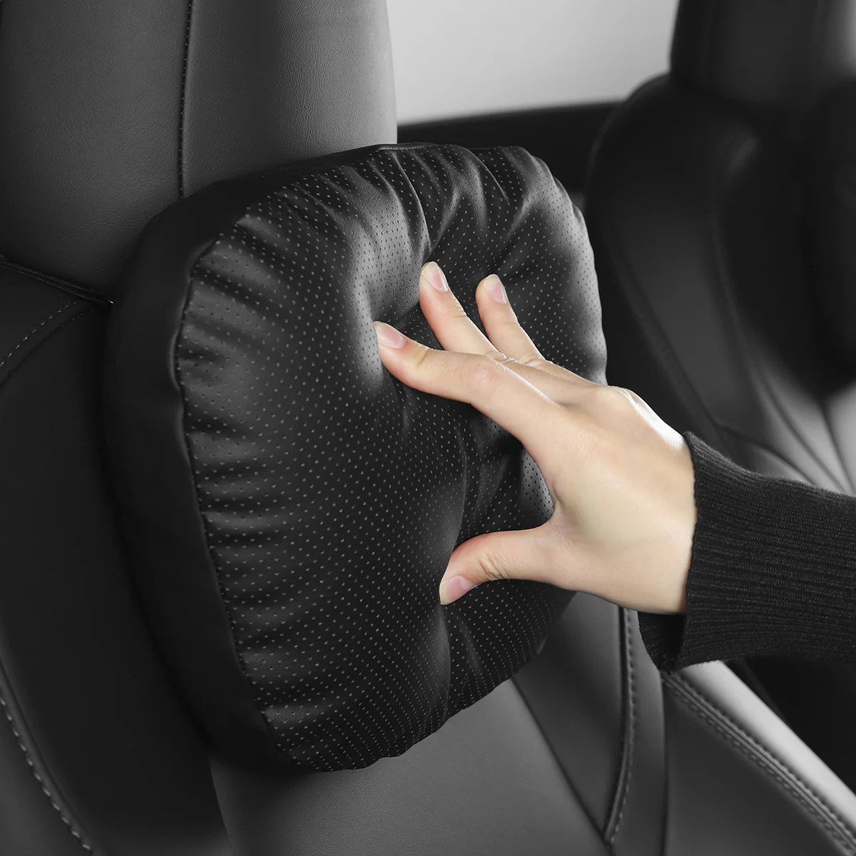 Leather Headrest Pillow for Model 3/Y/S/X(Filled With Dupont™ Sorona® Sustainable Bio Padding)