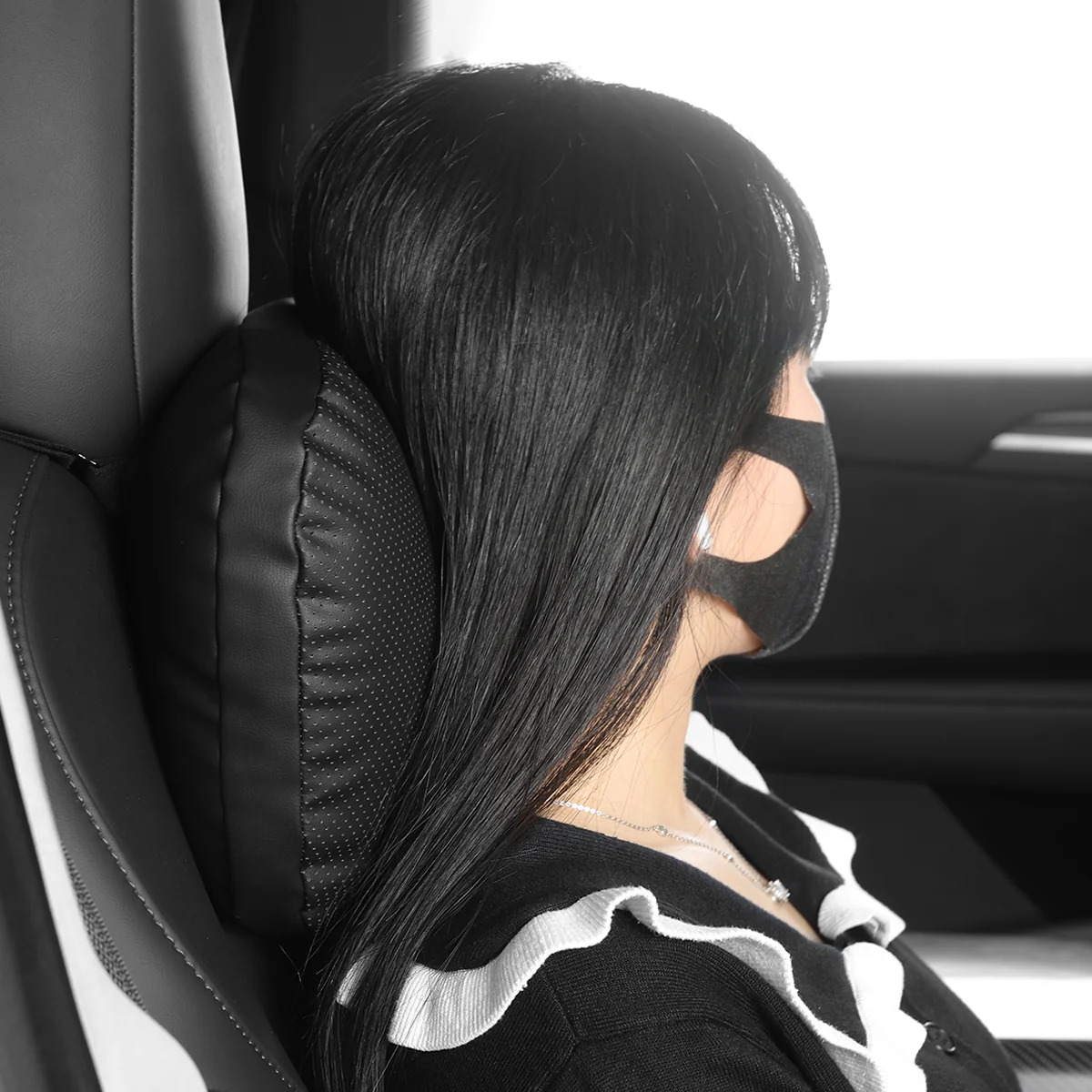 Leather Headrest Pillow for Model 3/Y/S/X(Filled With Dupont™ Sorona® Sustainable Bio Padding)