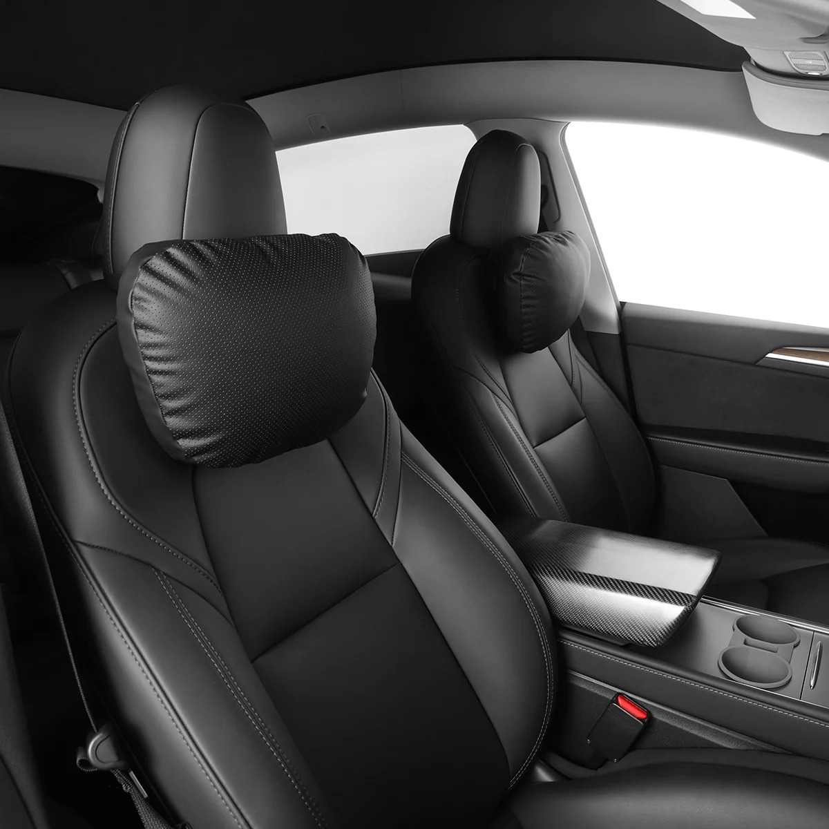 Leather Headrest Pillow for Model 3/Y/S/X(Filled With Dupont™ Sorona® Sustainable Bio Padding)