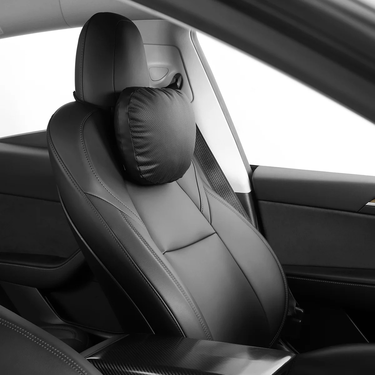 Leather Headrest Pillow for Model 3/Y/S/X(Filled With Dupont™ Sorona® Sustainable Bio Padding)