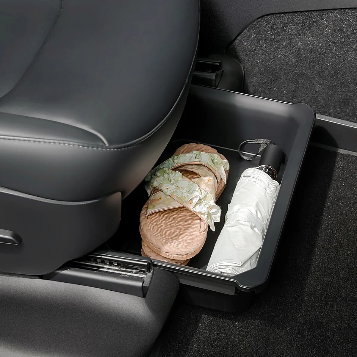 Dual-Layer Under Seat Storage Drawer for Model Y