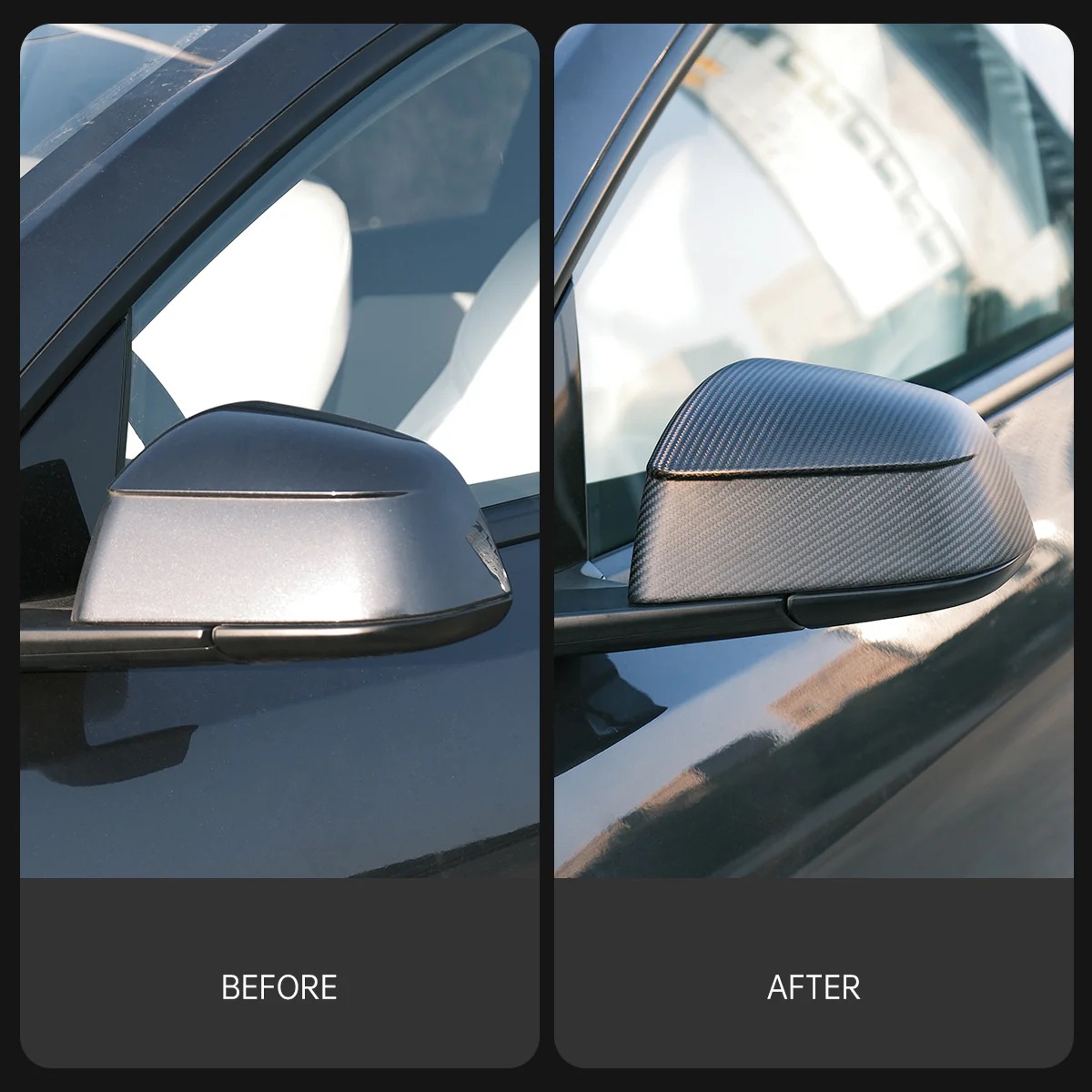 Carbon Fiber Side View Mirror Covers for Model Y