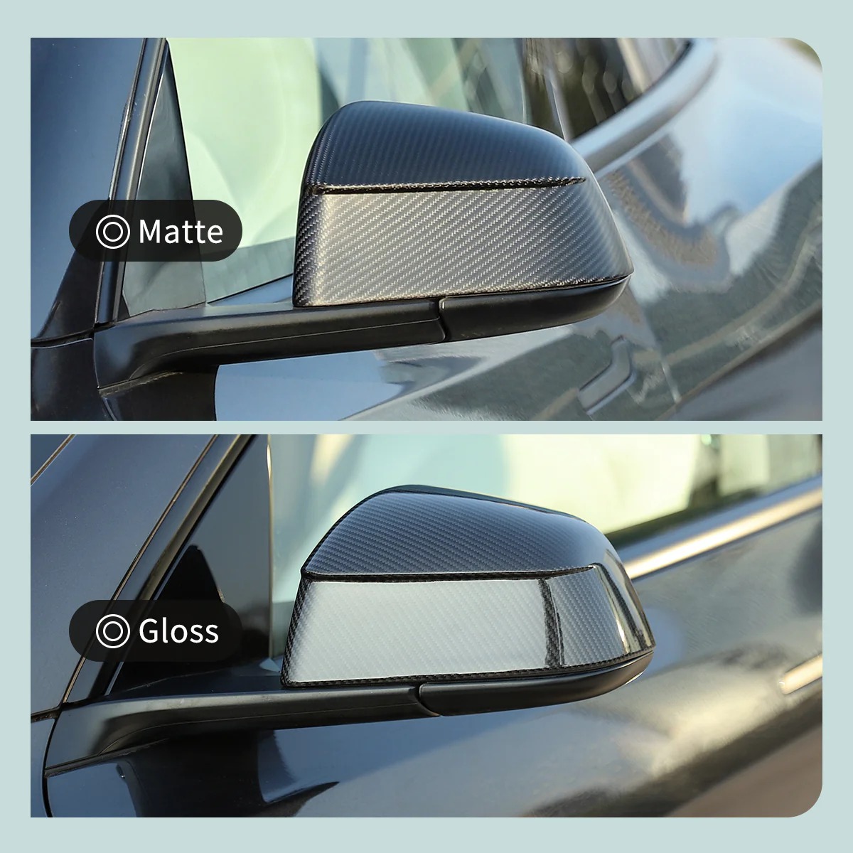 Carbon Fiber Side View Mirror Covers for Model Y