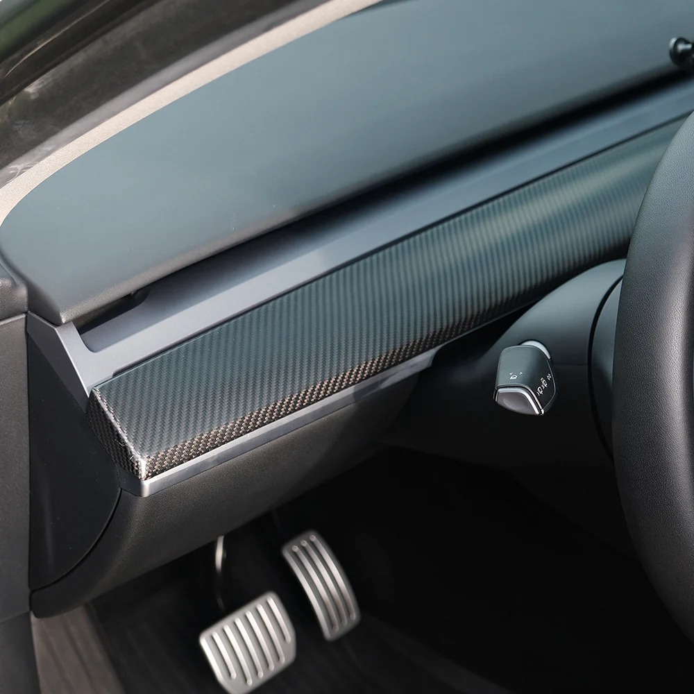 Carbon Fiber Dashboard Cover Wrap & Inner Front Door Trim for Model 3/Y