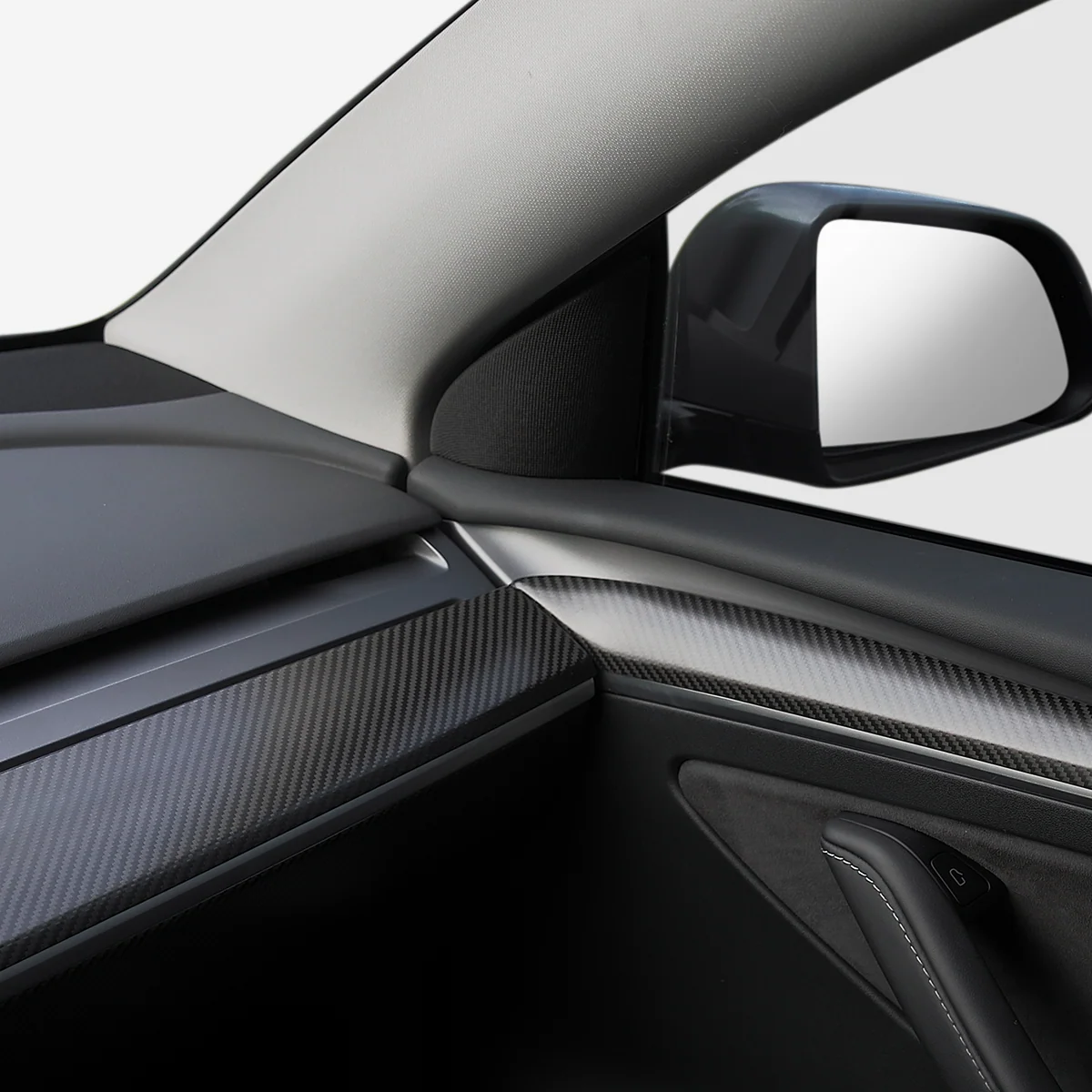 Carbon Fiber Dashboard Cover Wrap & Inner Front Door Trim for Model 3/Y