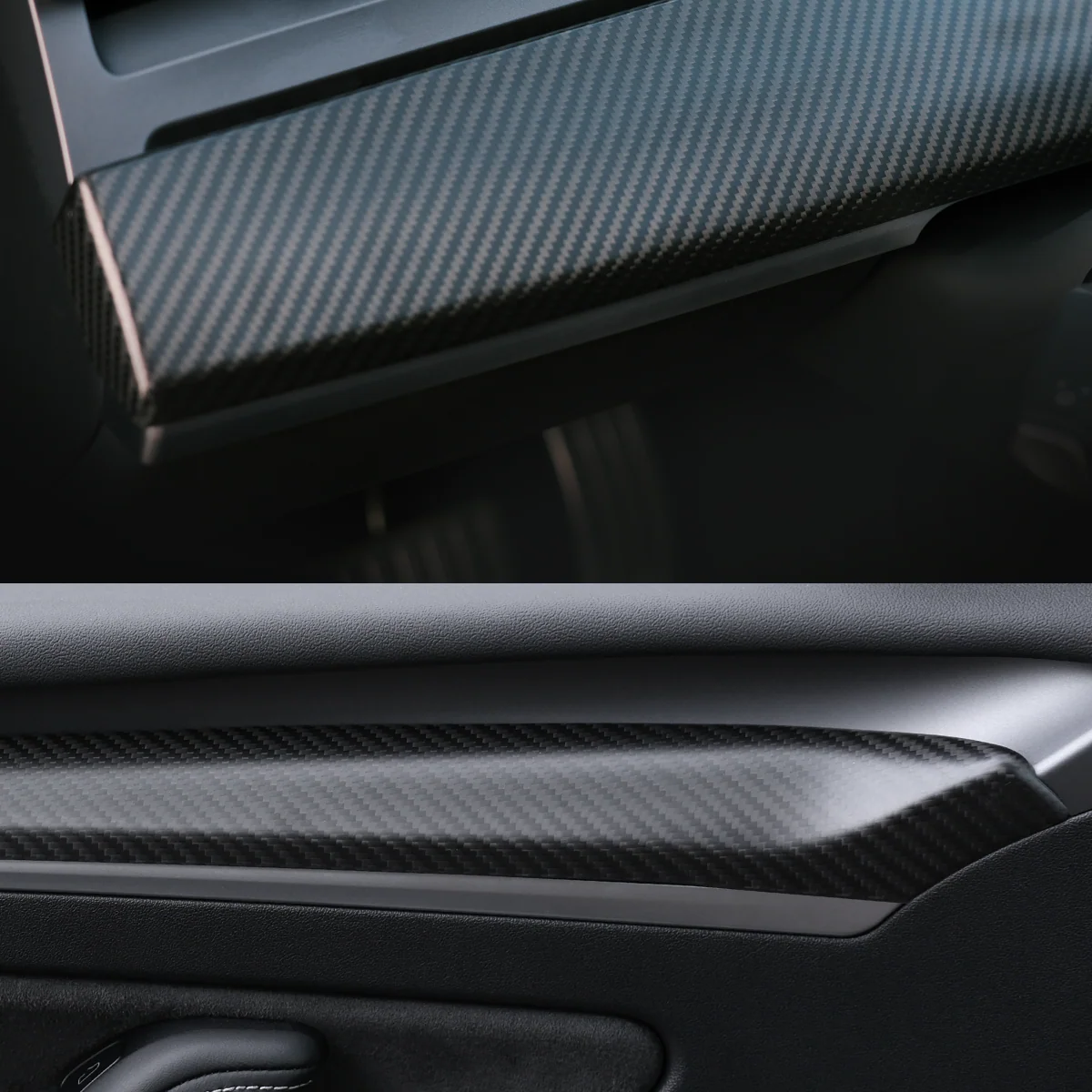 Carbon Fiber Dashboard Cover Wrap & Inner Front Door Trim for Model 3/Y