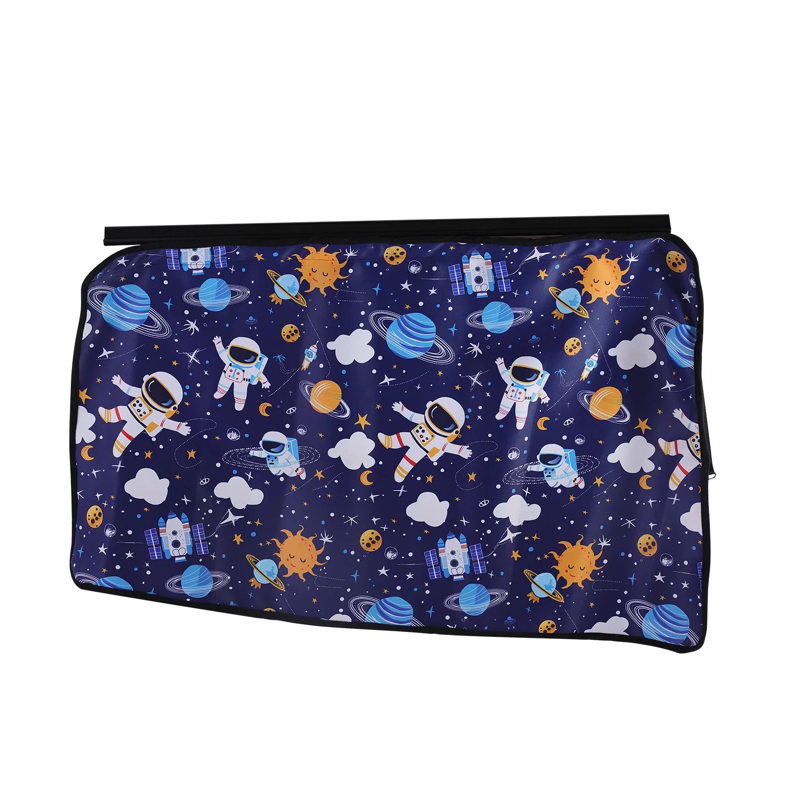 Rear Side Sunshade Curtain with Cartoon Astronaut and Planet Prints for Model 3/Y