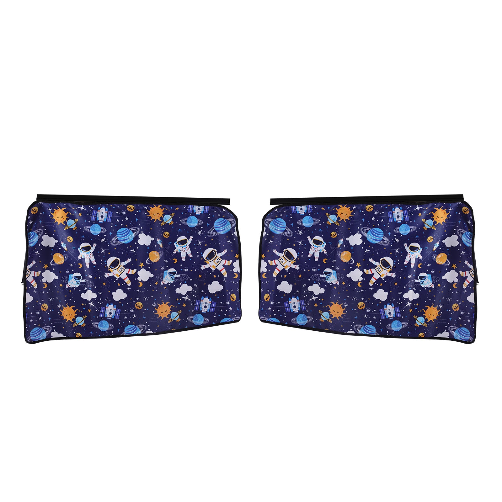 Rear Side Sunshade Curtain with Cartoon Astronaut and Planet Prints for Model 3/Y