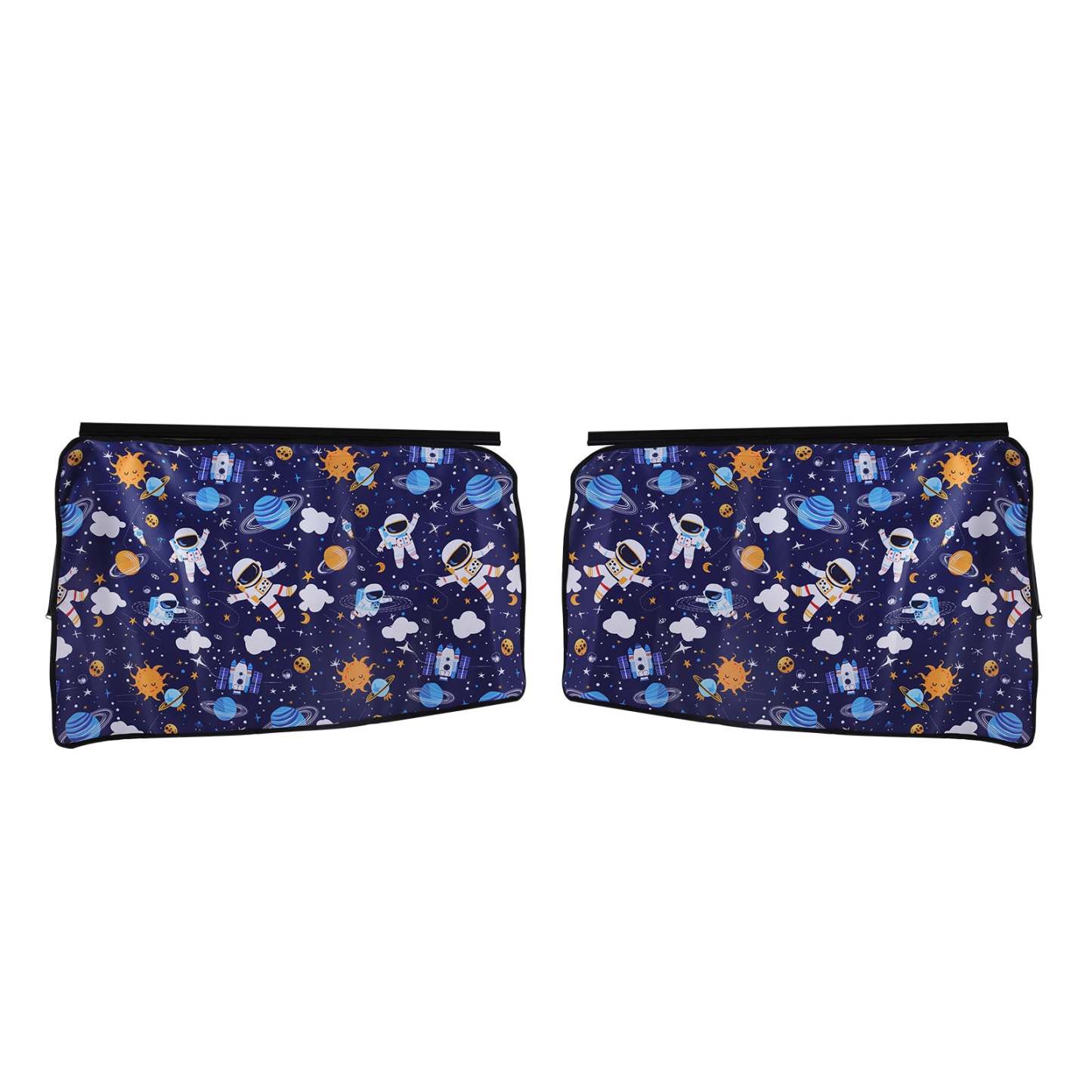 Rear Side Sunshade Curtain with Cartoon Astronaut and Planet Prints for Model 3/Y