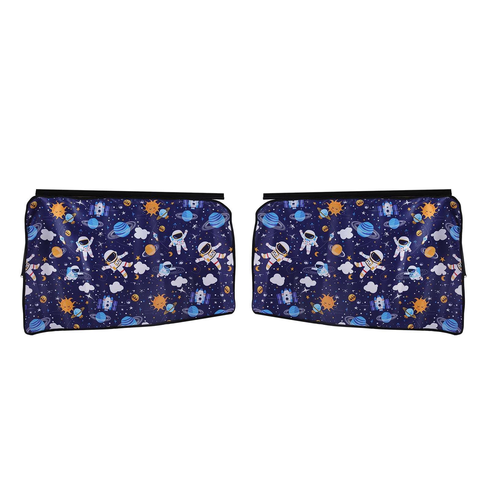 Rear Side Sunshade Curtain with Cartoon Astronaut and Planet Prints for Model 3/Y
