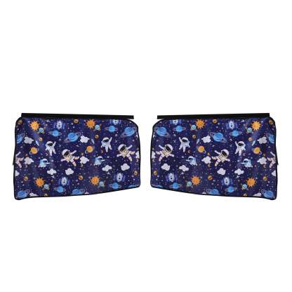 Rear Side Sunshade Curtain with Cartoon Astronaut and Planet Prints for Model 3/Y