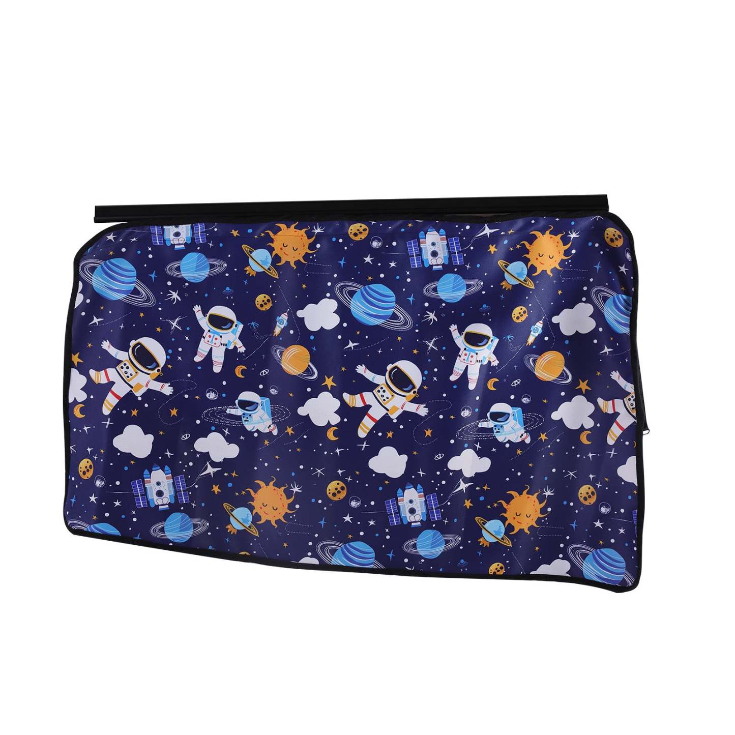 Rear Side Sunshade Curtain with Cartoon Astronaut and Planet Prints for Model 3/Y