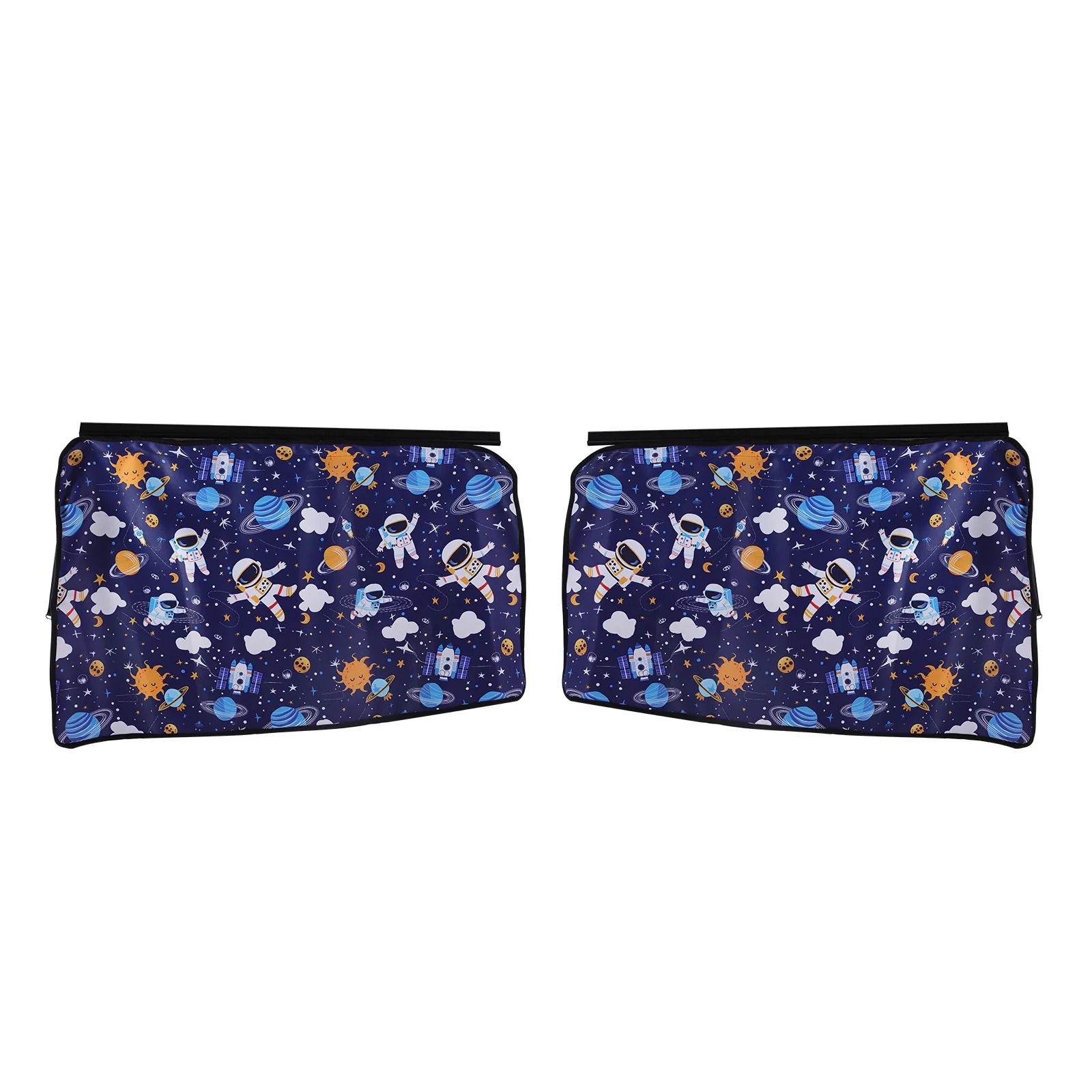 Rear Side Sunshade Curtain with Cartoon Astronaut and Planet Prints for Model 3/Y
