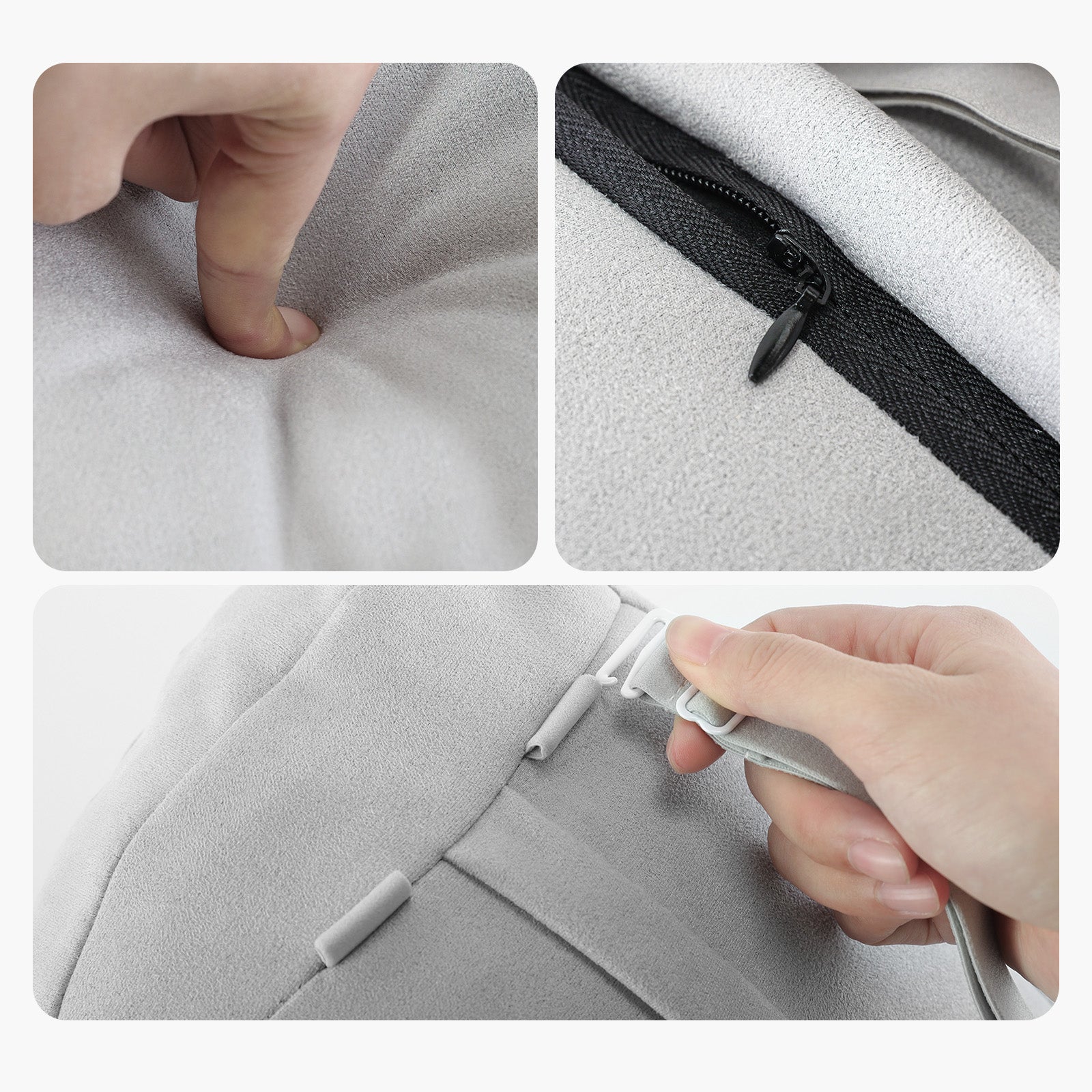 Soft Faux Suede Headrest Neck Pillow For Tesla (Filled With Dupont™ Sorona® Sustainable Bio Fiber)