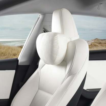 Soft Faux Suede Headrest Neck Pillow For Tesla (Filled With Dupont™ Sorona® Sustainable Bio Fiber)