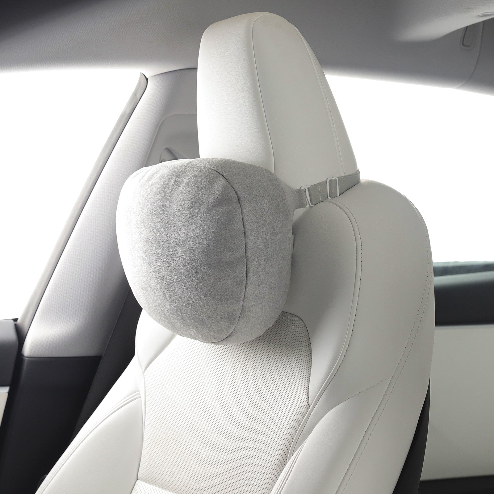 Soft Faux Suede Headrest Neck Pillow For Tesla (Filled With Dupont™ Sorona® Sustainable Bio Fiber)