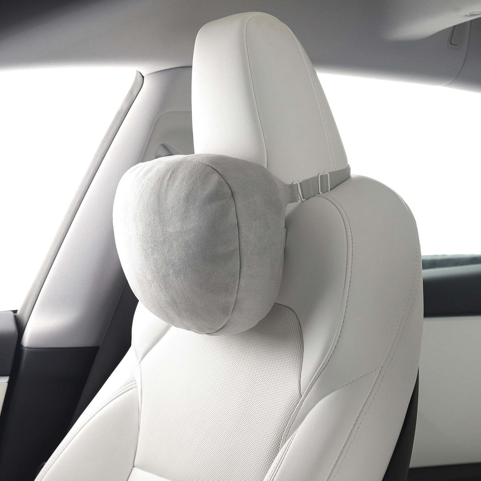 Soft Faux Suede Headrest Neck Pillow For Tesla (Filled With Dupont™ Sorona® Sustainable Bio Fiber)