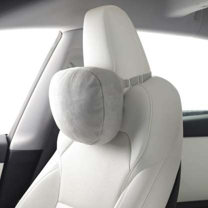 Soft Faux Suede Headrest Neck Pillow For Tesla (Filled With Dupont™ Sorona® Sustainable Bio Fiber)
