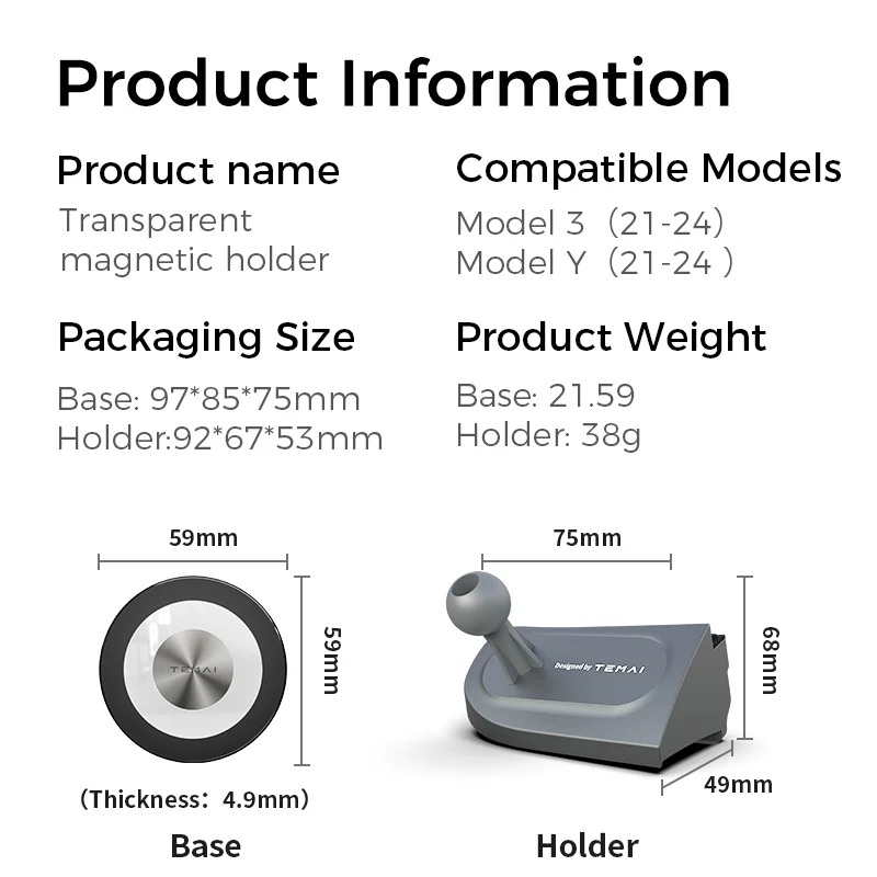 Stealth Phone Holder for Tesla Model 3/Y | Magnetic, No View Blocking