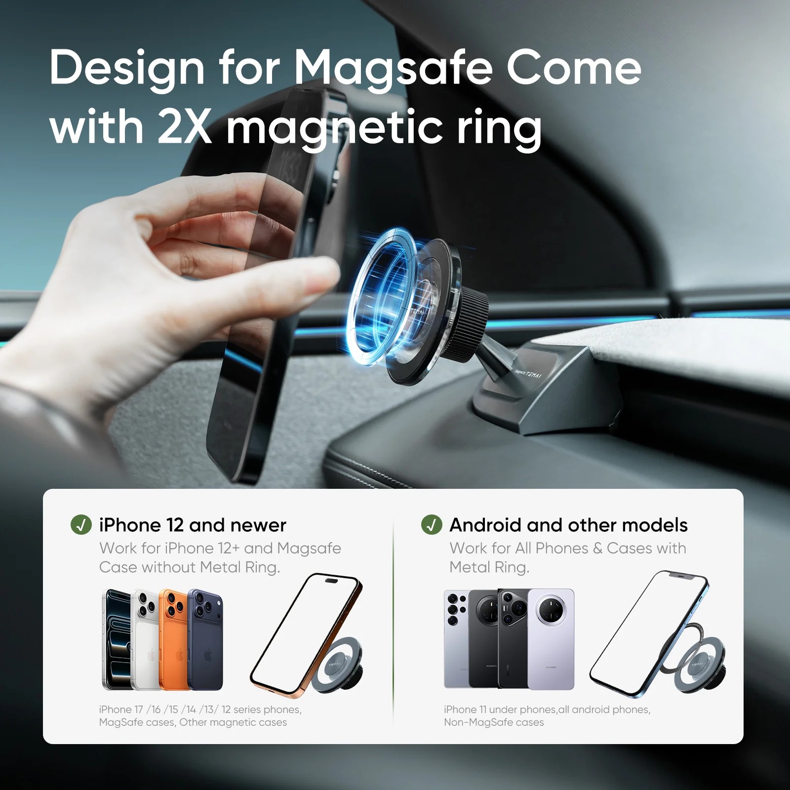 Stealth Phone Holder for Tesla Model 3/Y | Magnetic, No View Blocking