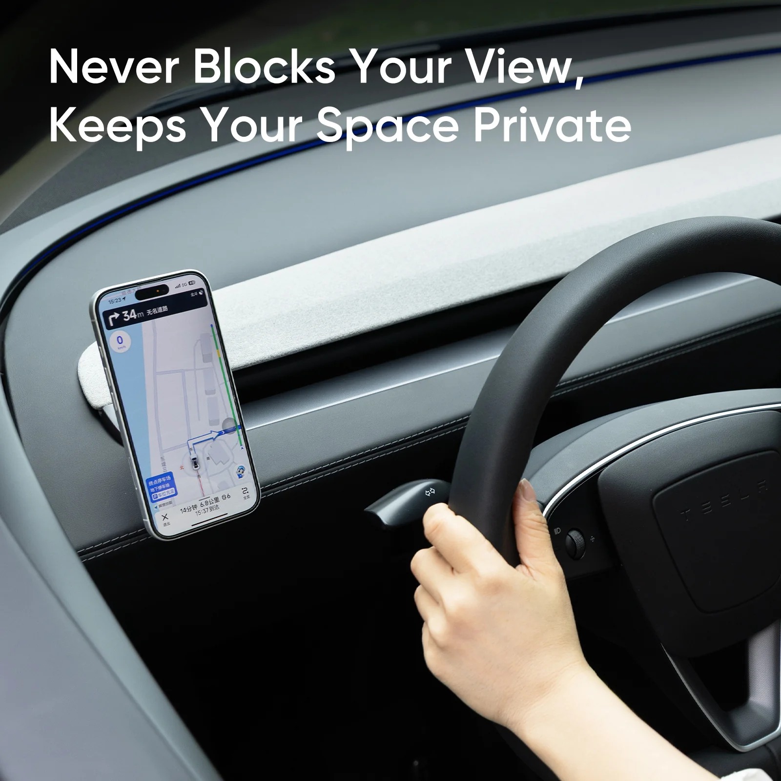 Stealth Phone Holder for Tesla Model 3/Y | Magnetic, No View Blocking