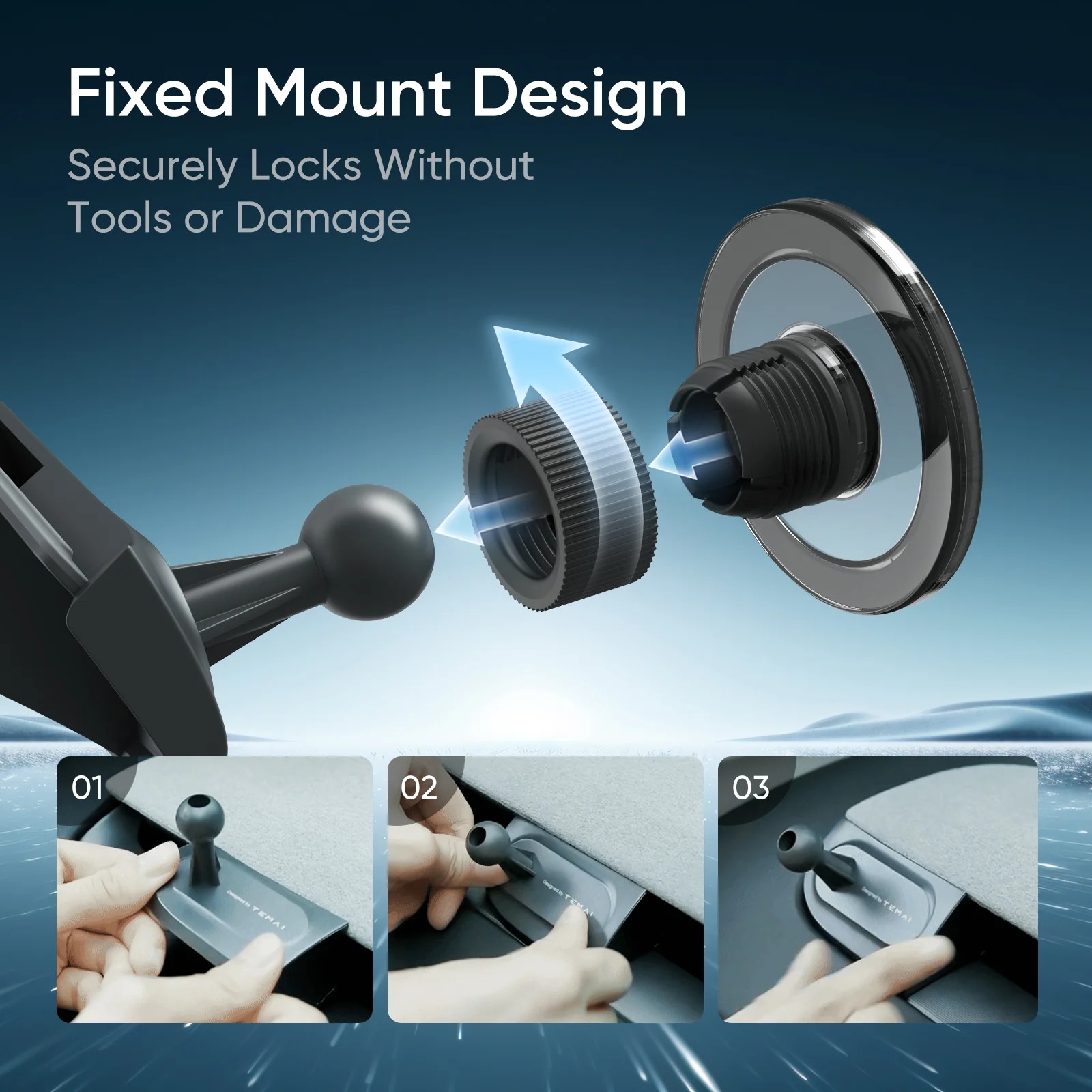 Stealth Phone Holder for Tesla Model 3/Y | Magnetic, No View Blocking