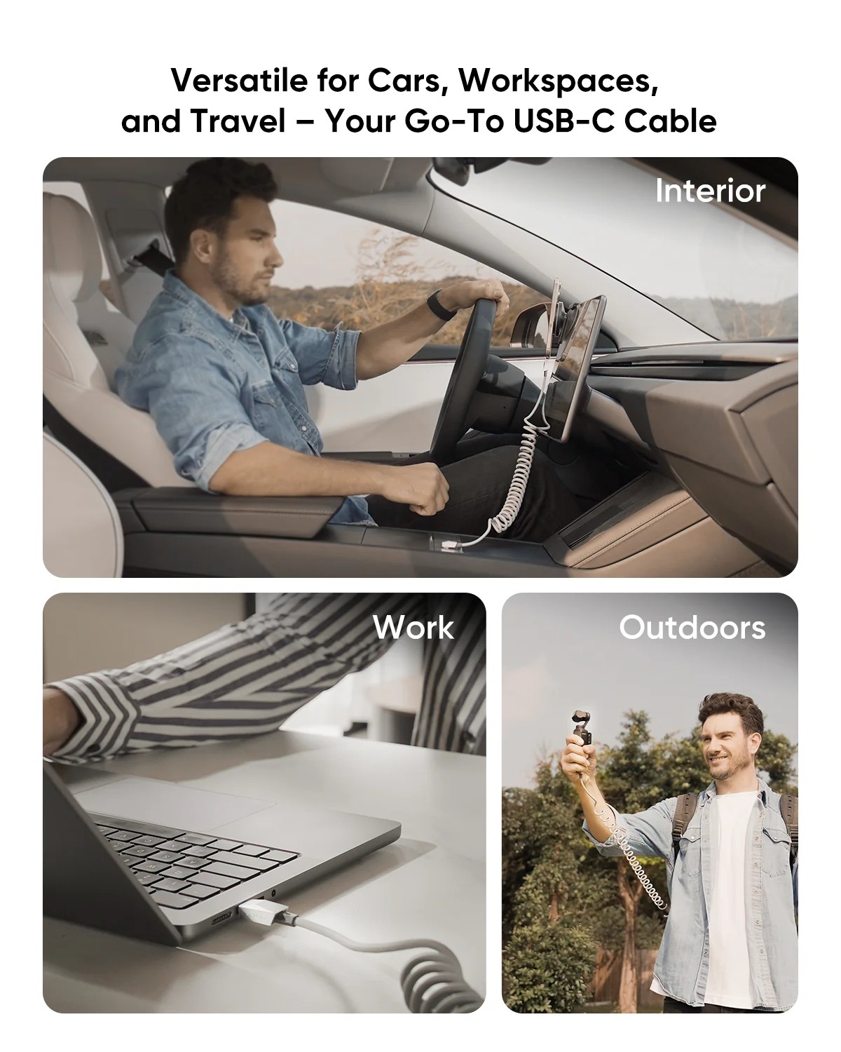  USB-C Cable (USB-C to USB-C) — Fast Charge & Data, Compatible with Tesla Vehicles