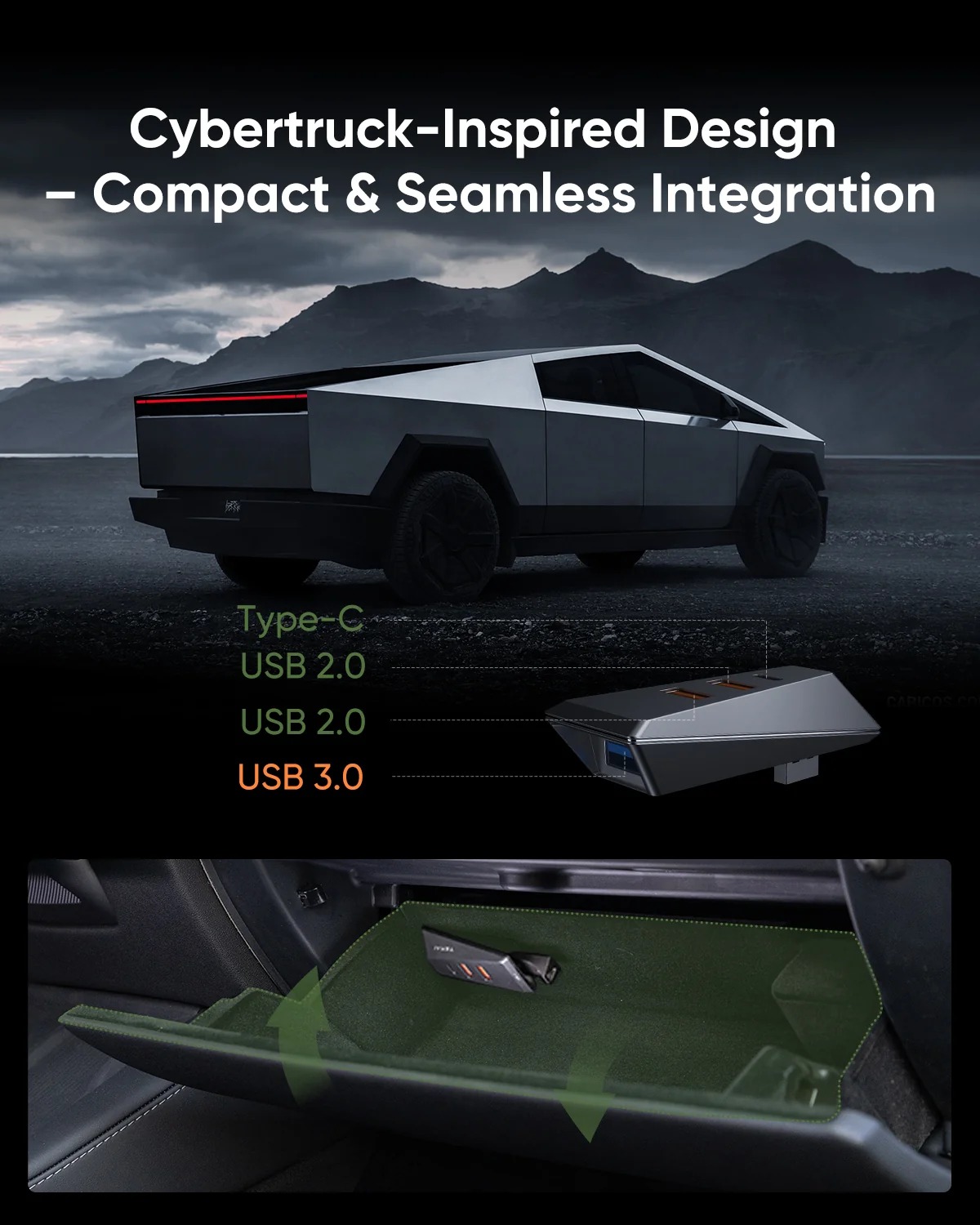 Glovebox USB Hub, Compatible with Tesla Model 3 & Model Y