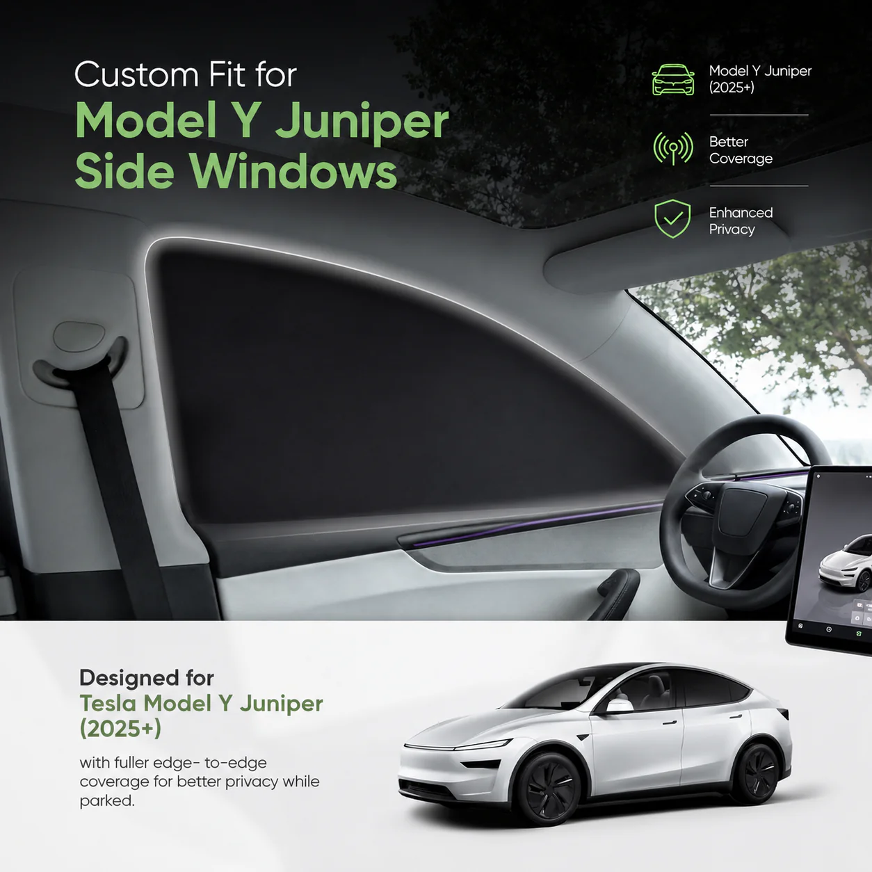 Side Window Sunshades 6PCS for Tesla Model Y Juniper （2025-2026）