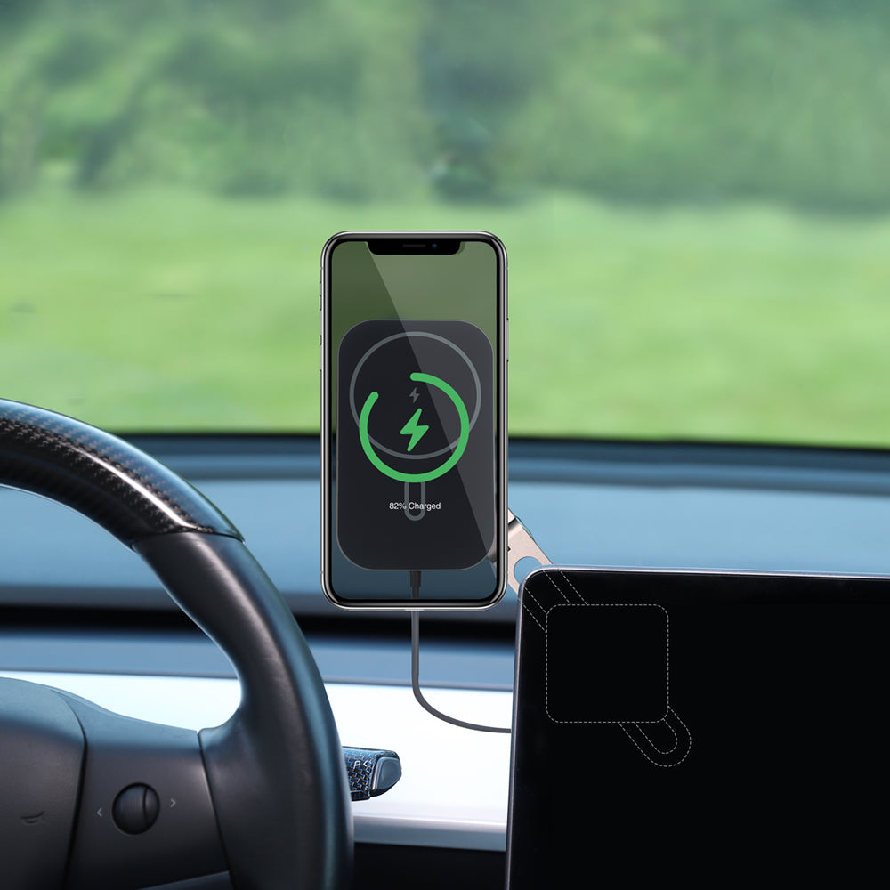 TaddonFoldable Cellphone Holder-MagSafe Charging Mount for Tesla Model 3 & Y