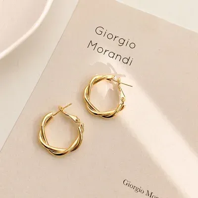 Sterling silver hoop gold plated fine trendy jewelry hoop stainless steel earrings
