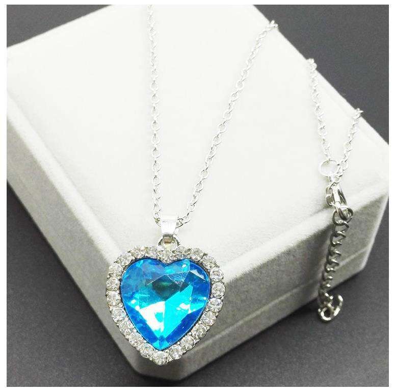 Classic Heart of the Sea Blue Heart Crystal Necklace