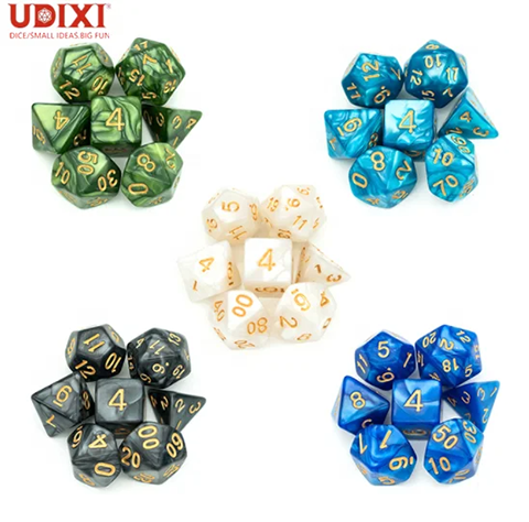 Udixi Polyhedral Plastic Acrylic RPG d&d Dungeons and Dragons custom logo Marbled cheap Dice Set