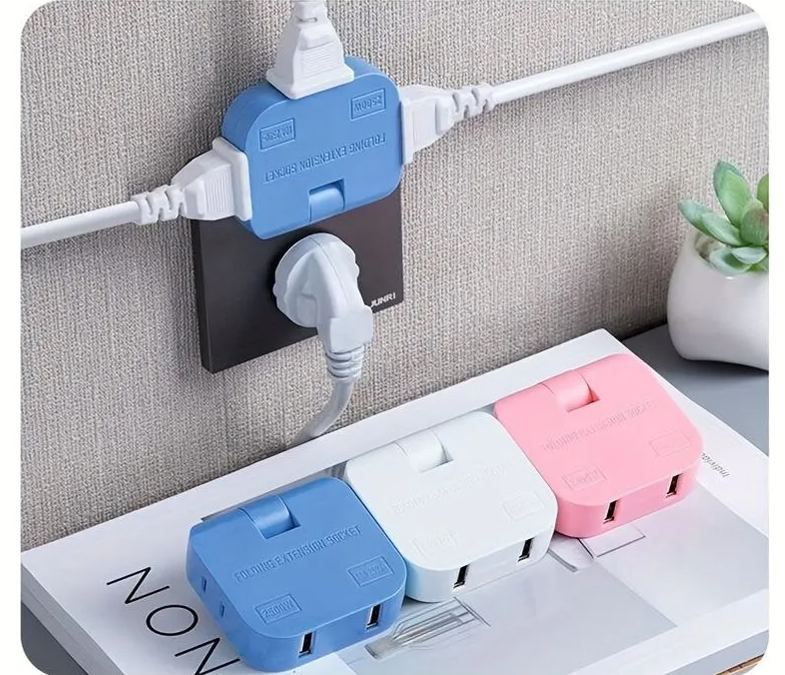 New Type Folding Extension Socket 3in1 US Power Adapter 180 Degree Rotation Adjustable Converter Outlet Japan Plug With 2 USB Home Travel Wall Plugs For Mobile Phone 2500W