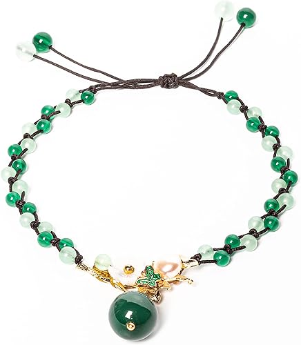 Financial Success Anklet - Jade Bracelet Anklet for Woman - Jade, Agate & Pearl - Jade Jewelry