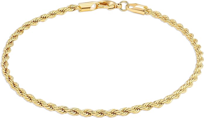 18K Gold Plated Braided Rope Anklet for Women