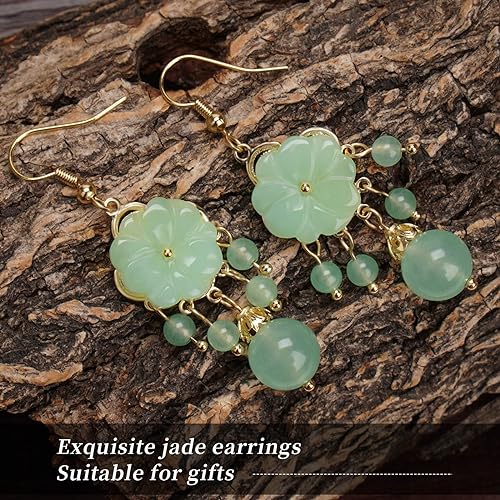 Natural Ladies Jade Earrings and Jade Necklace Set, Suitable for Mother's Day, Easter, Christmas