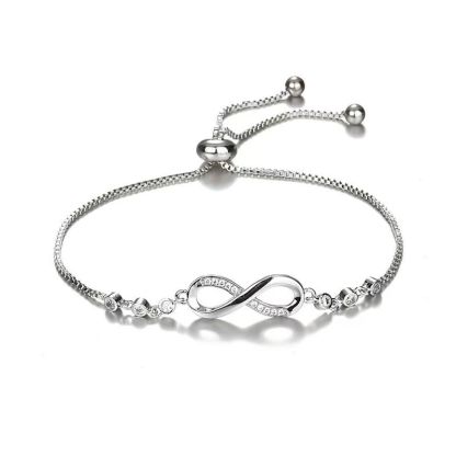 Womens 925 Sterling Silver Infinity Anklet Bracelet Endless Love Symbol Charm Adjustable Large Bracelet Mother's Day Gift for Women