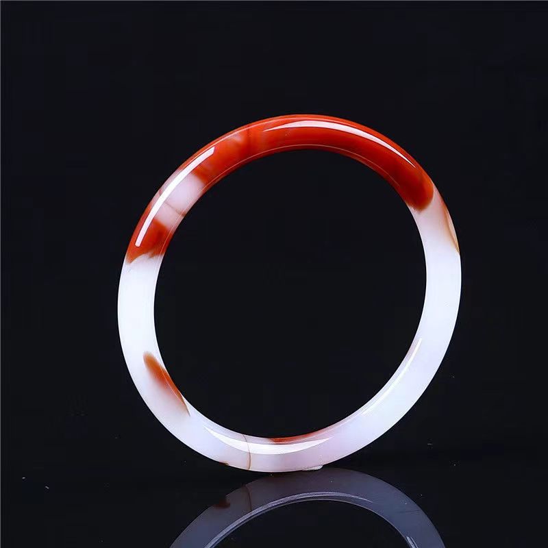 Natural Red and White Jade Bangle Bracelet for Women Chicken Blood Jade Stone Jewelry Gift for Wife
