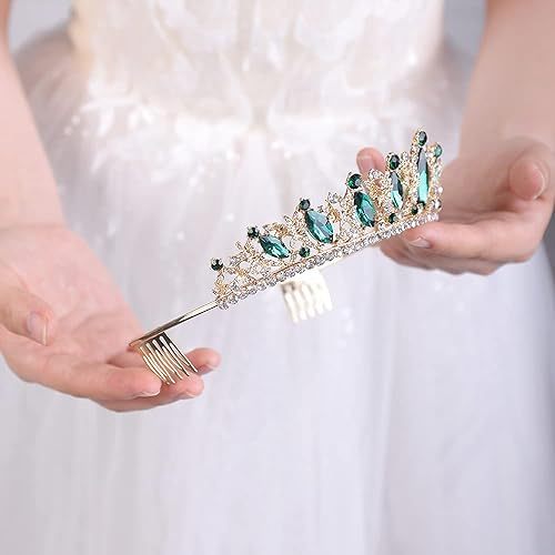 Crystal Tiara with Comb for Women Queen Crown Wedding Bridal Party