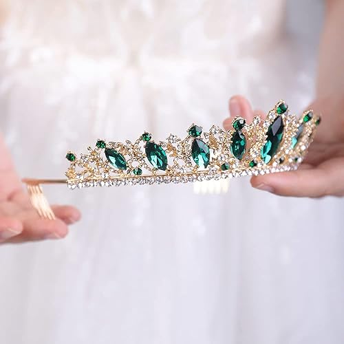 Crystal Tiara with Comb for Women Queen Crown Wedding Bridal Party