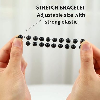 8mm Black Obsidian Bracelet - Elastic Adjustable Crystal Bracelet for Spiritual Healing, Positive Energy – Black Bead Bracelet for men women