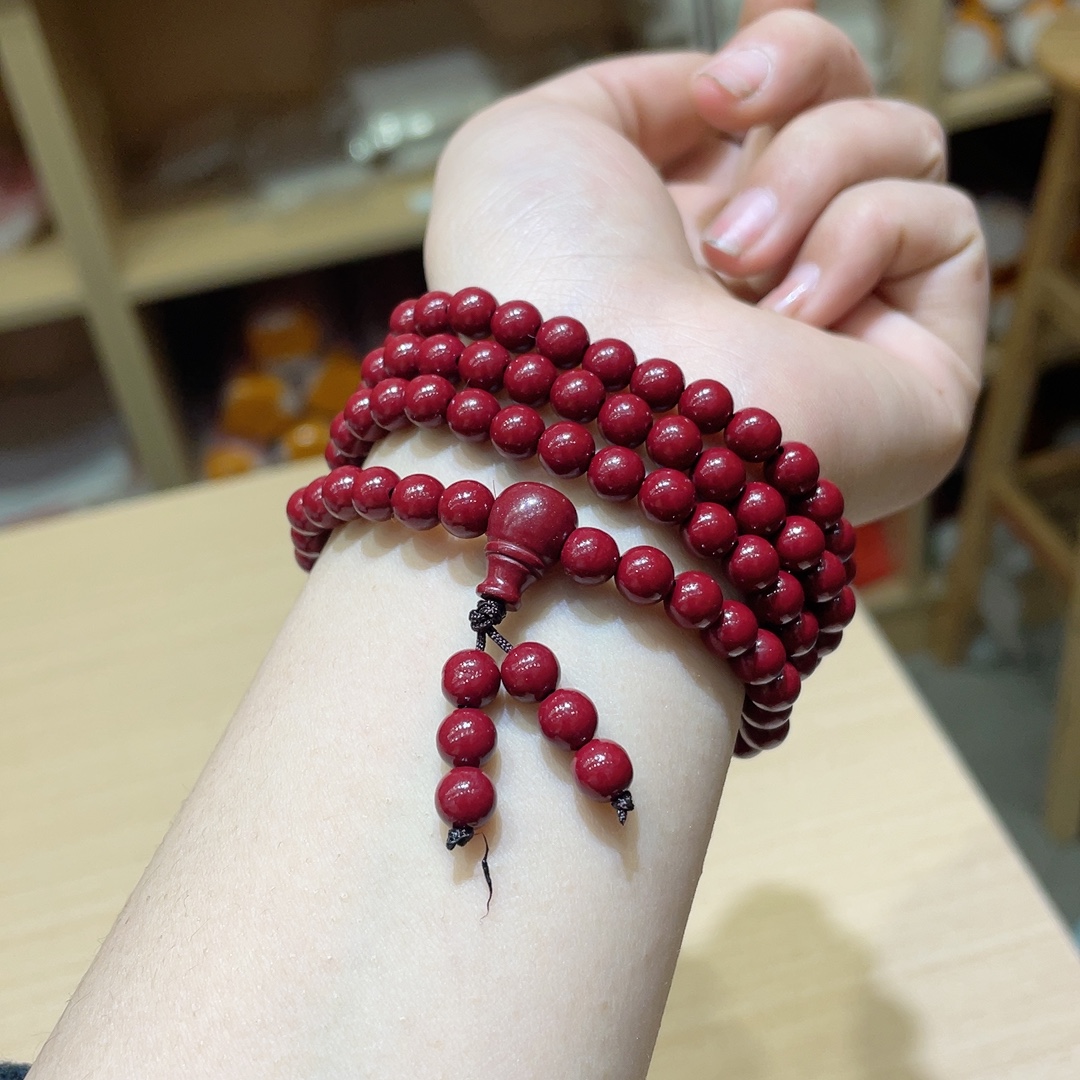 Cinnabar and purple sand multi-circle bracelet, bead diameter about 6mm