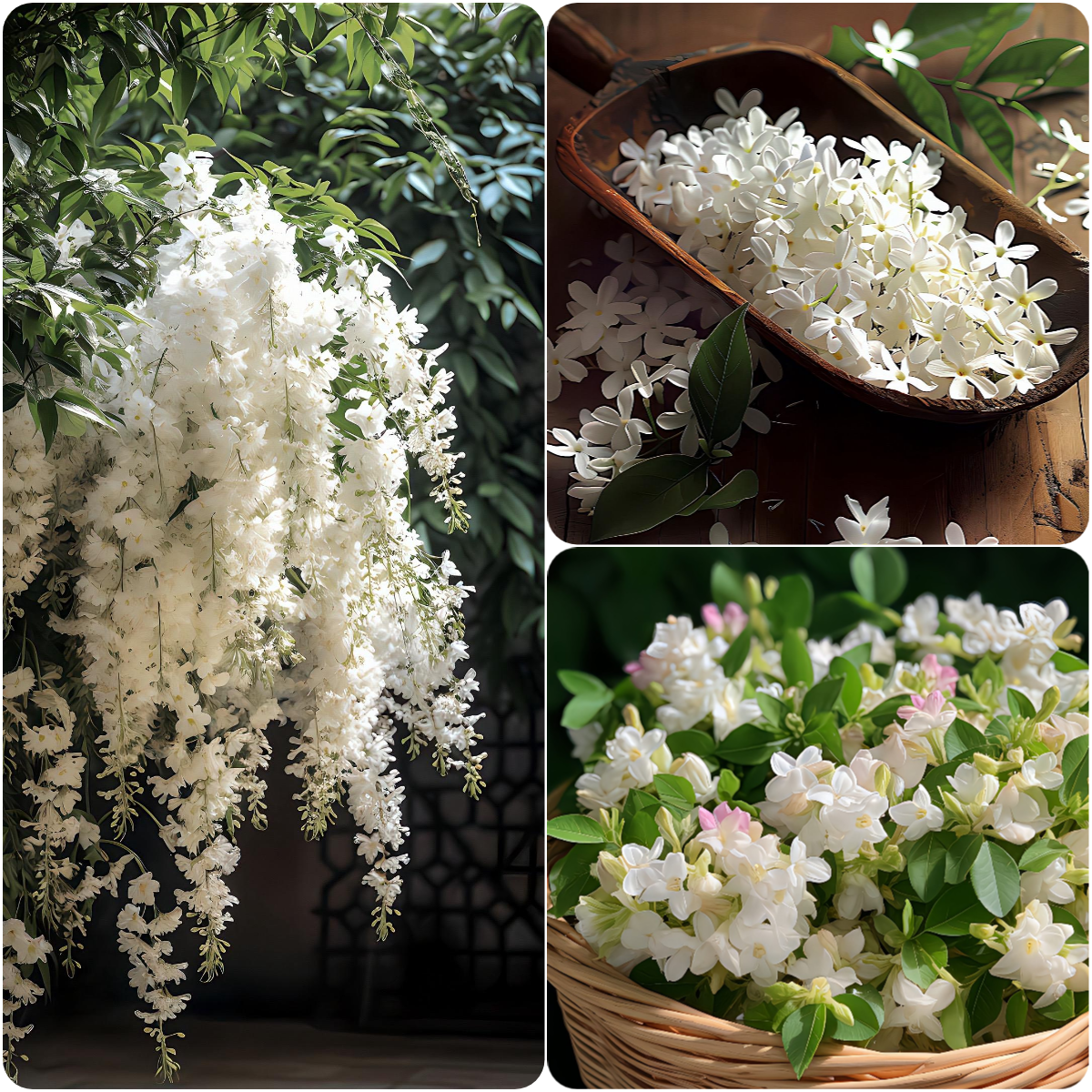 Série Jasmin🌾🤍 Jasmin Pleureur, Jasmin en Panier Suspendu, Jasmin en