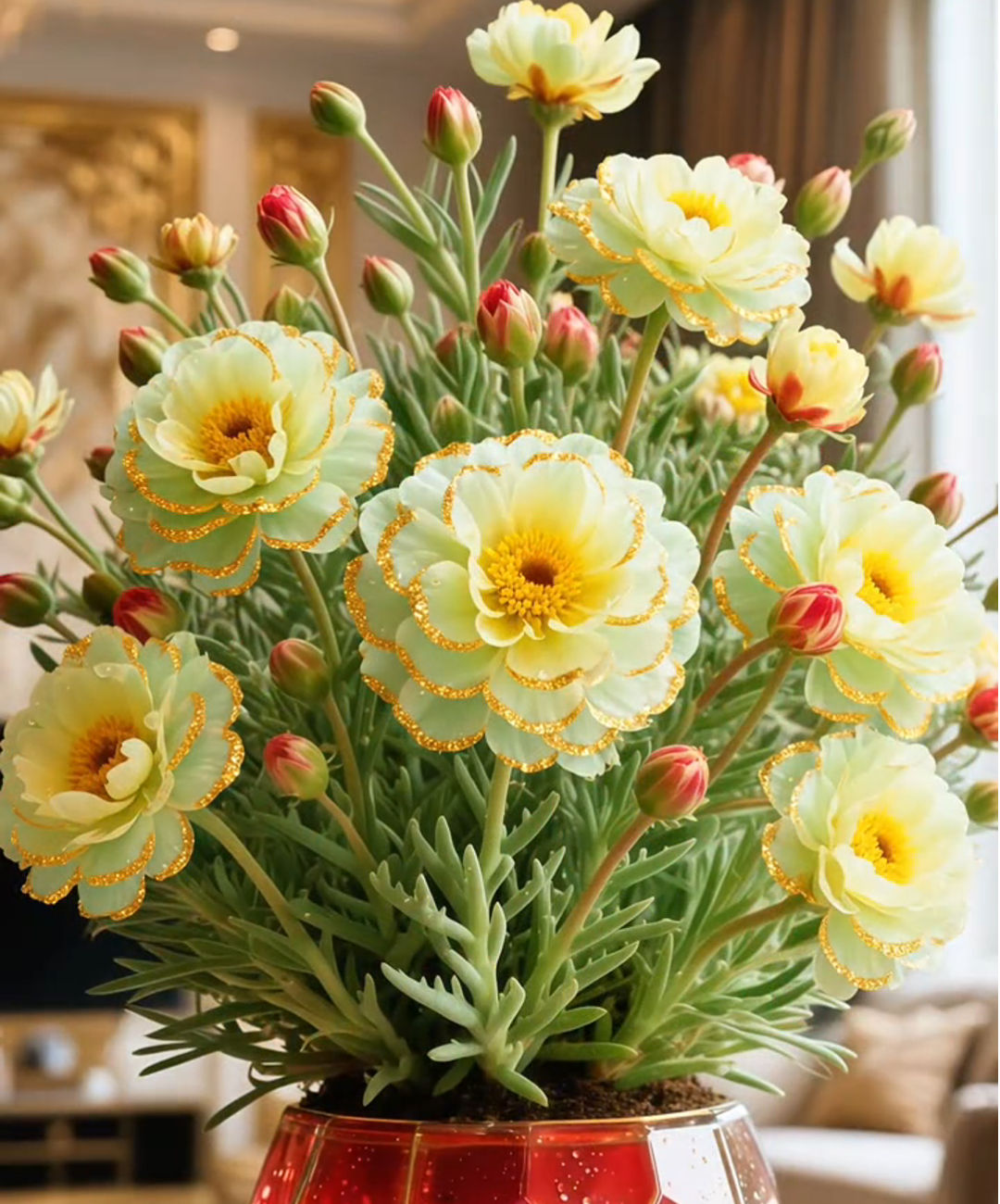 "Lumière Liquide : Cultivez des Soleils aux Pétales Ourlés d'Or - L'Émerveillement Garanti !"