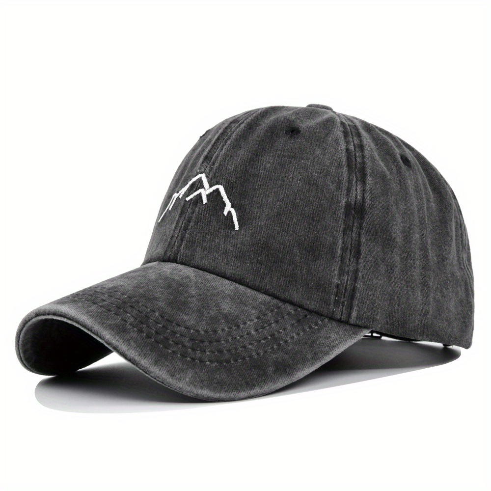 Men's Mountain Embroidery Cotton Baseball Cap, Sun Protection Trucker Hat